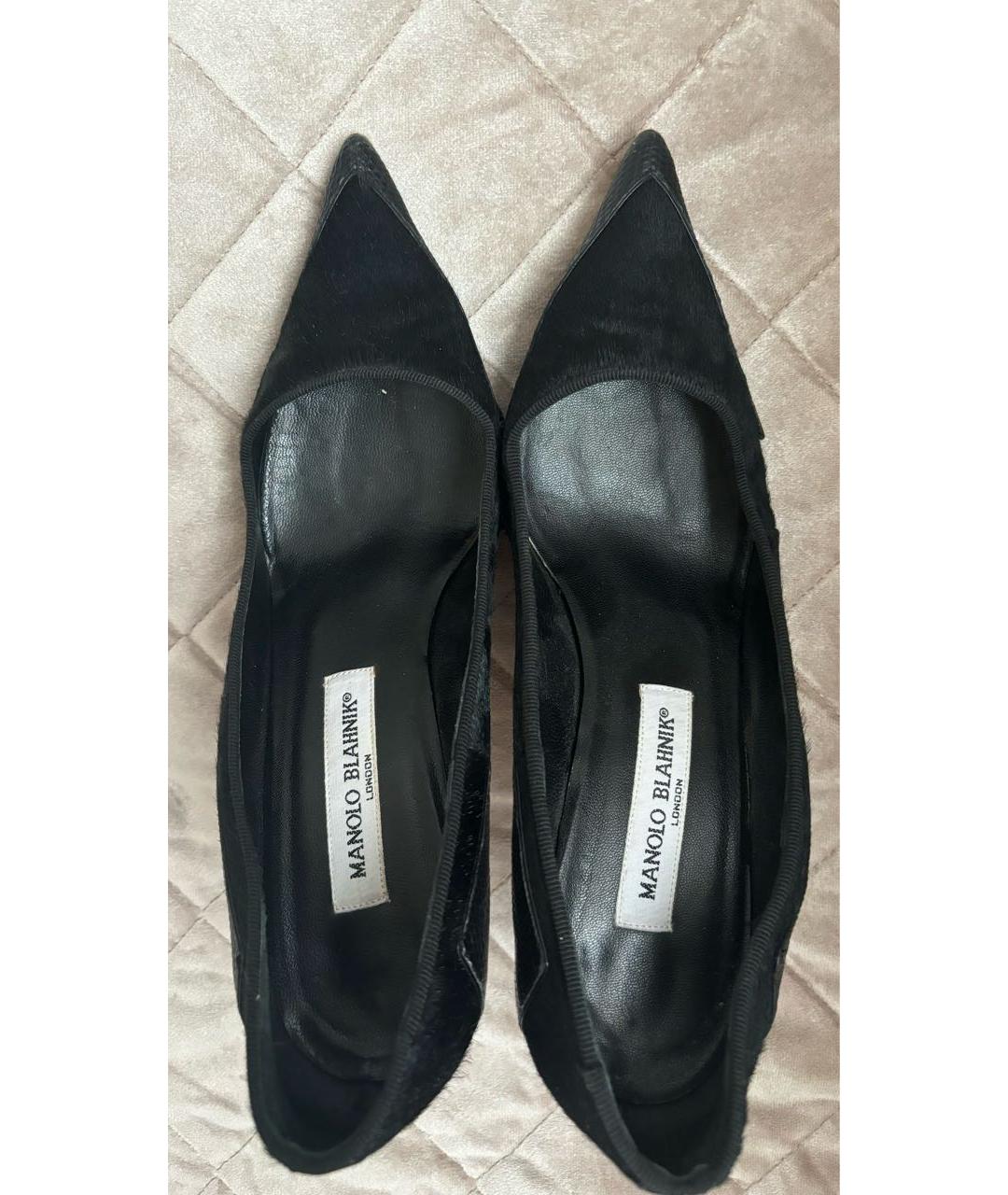 MANOLO BLAHNIK Черные кожаные туфли, фото 3