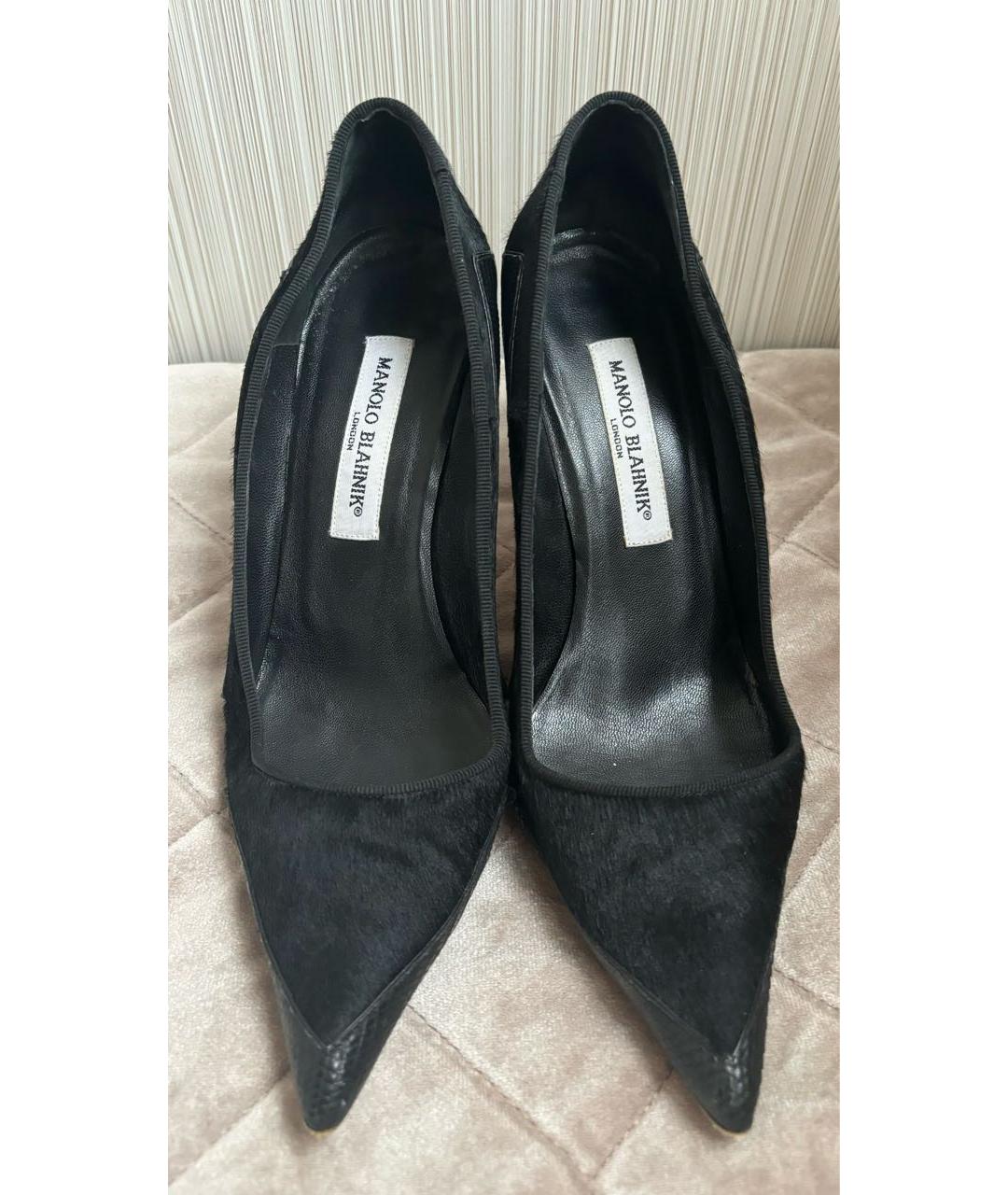 MANOLO BLAHNIK Черные кожаные туфли, фото 2