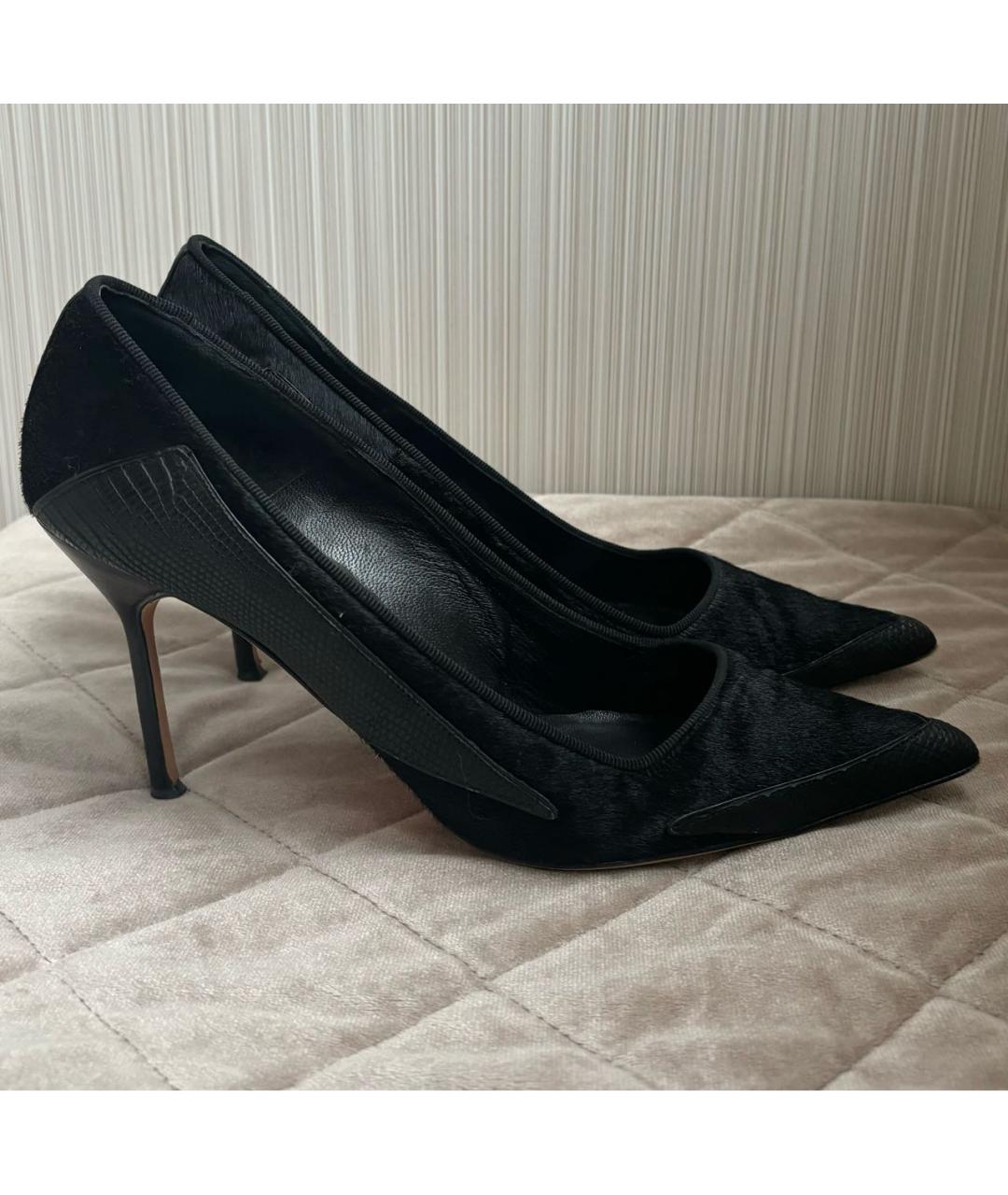 MANOLO BLAHNIK Черные кожаные туфли, фото 9