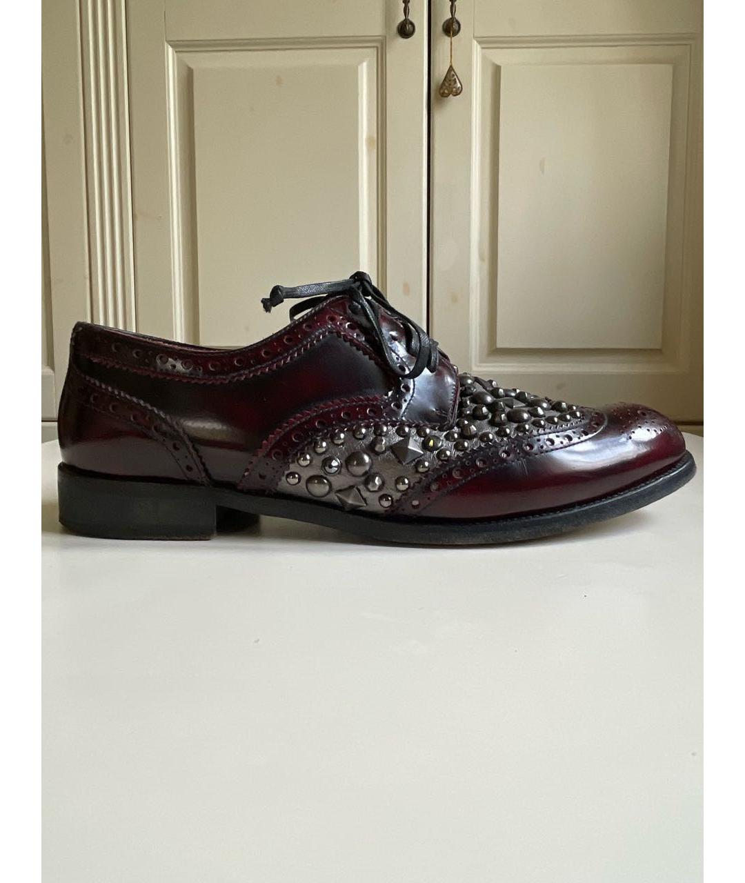 DOLCE&GABBANA Бордовые кожаные брогги и оксфорды, фото 9
