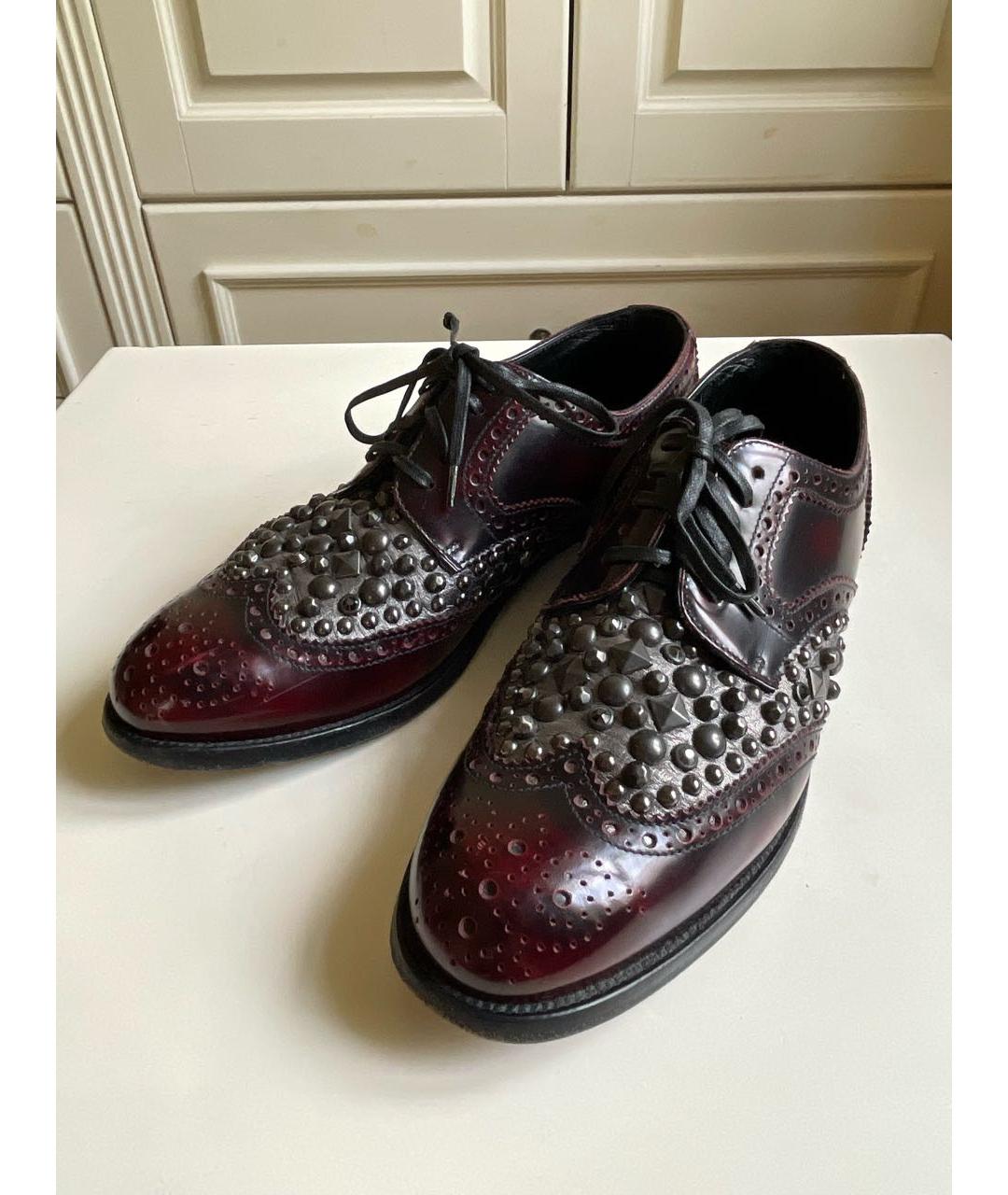 DOLCE&GABBANA Бордовые кожаные брогги и оксфорды, фото 3