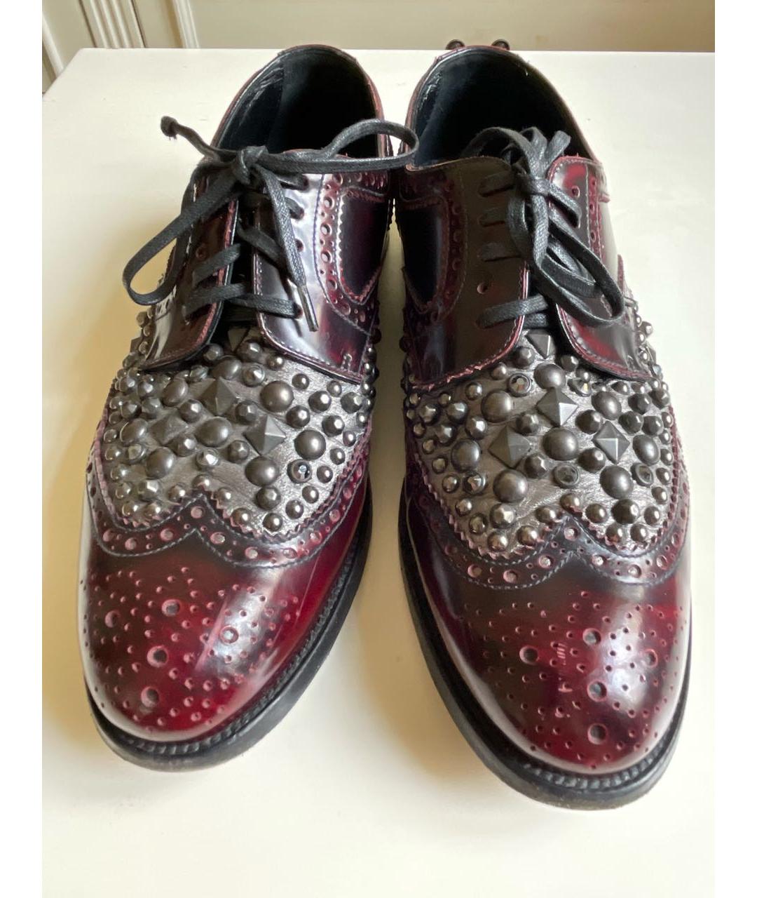 DOLCE&GABBANA Бордовые кожаные брогги и оксфорды, фото 5