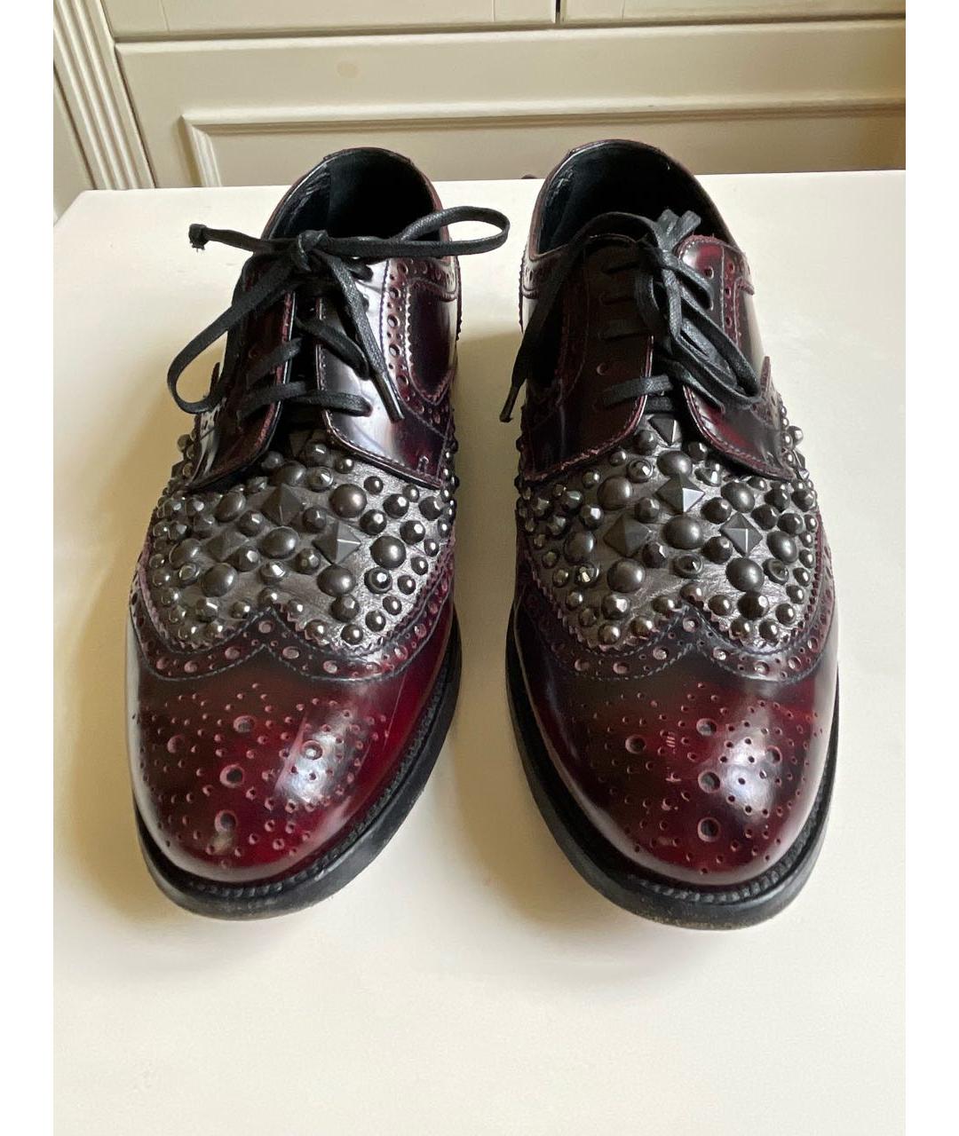 DOLCE&GABBANA Бордовые кожаные брогги и оксфорды, фото 2