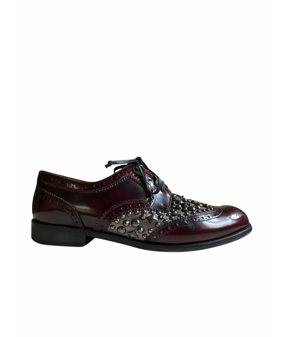 DOLCE&GABBANA Бордовые кожаные брогги и оксфорды, фото 1