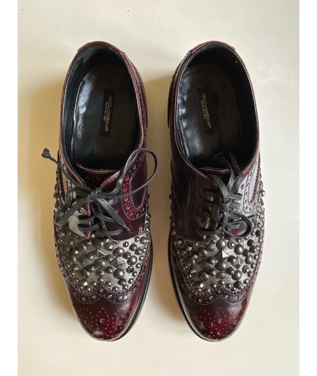 DOLCE&GABBANA Бордовые кожаные брогги и оксфорды, фото 6