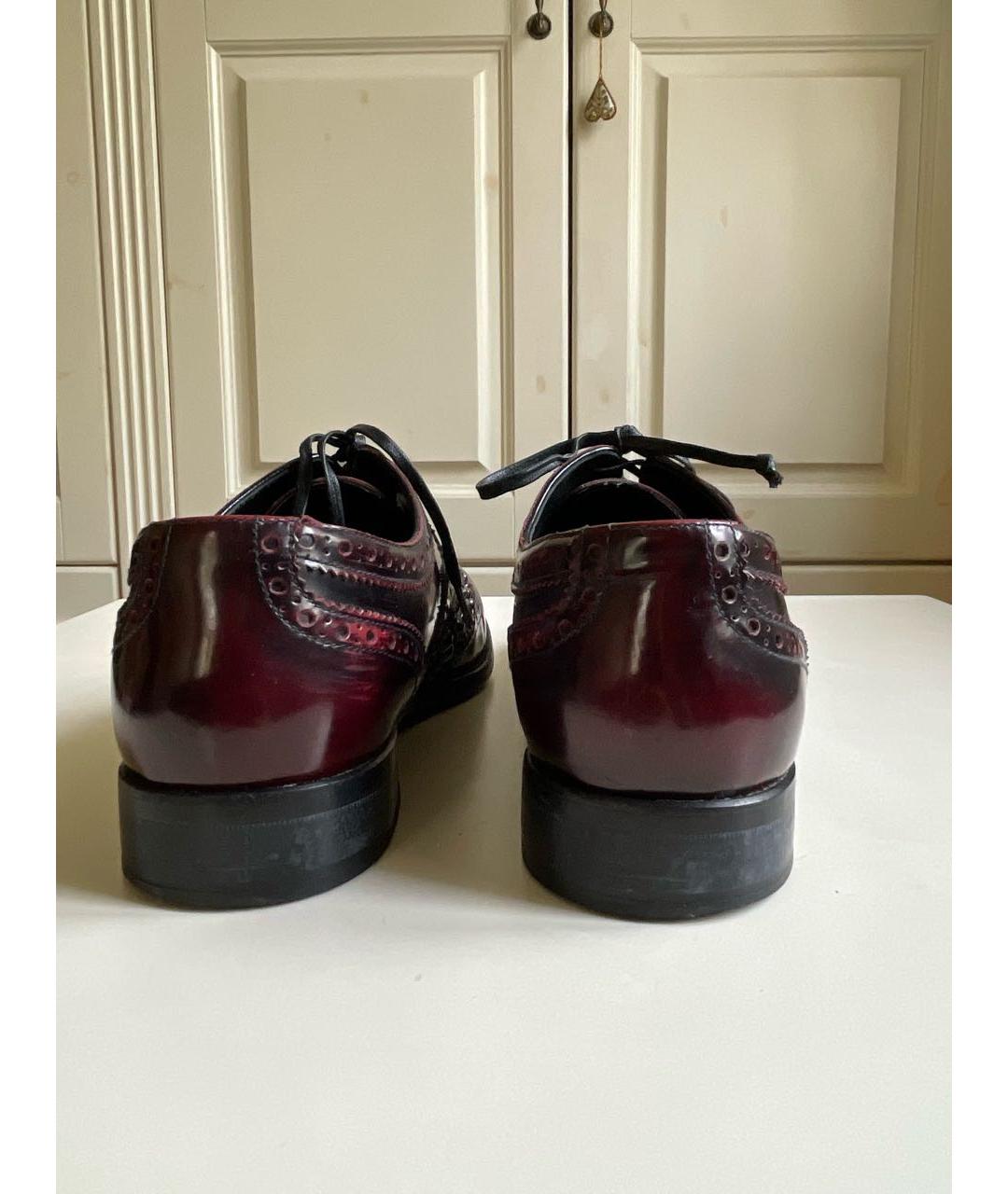 DOLCE&GABBANA Бордовые кожаные брогги и оксфорды, фото 4