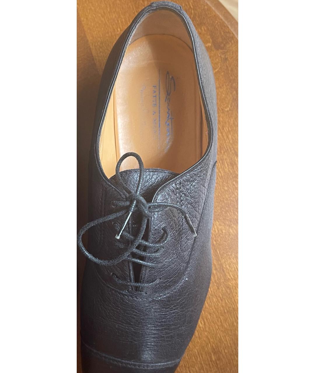 SANTONI Черные кожаные ботинки, фото 4