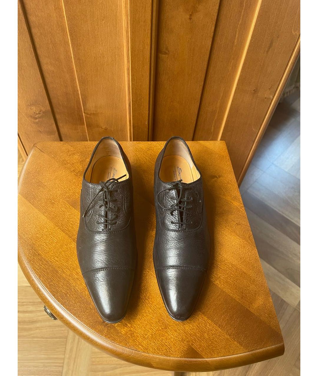 SANTONI Черные кожаные ботинки, фото 2