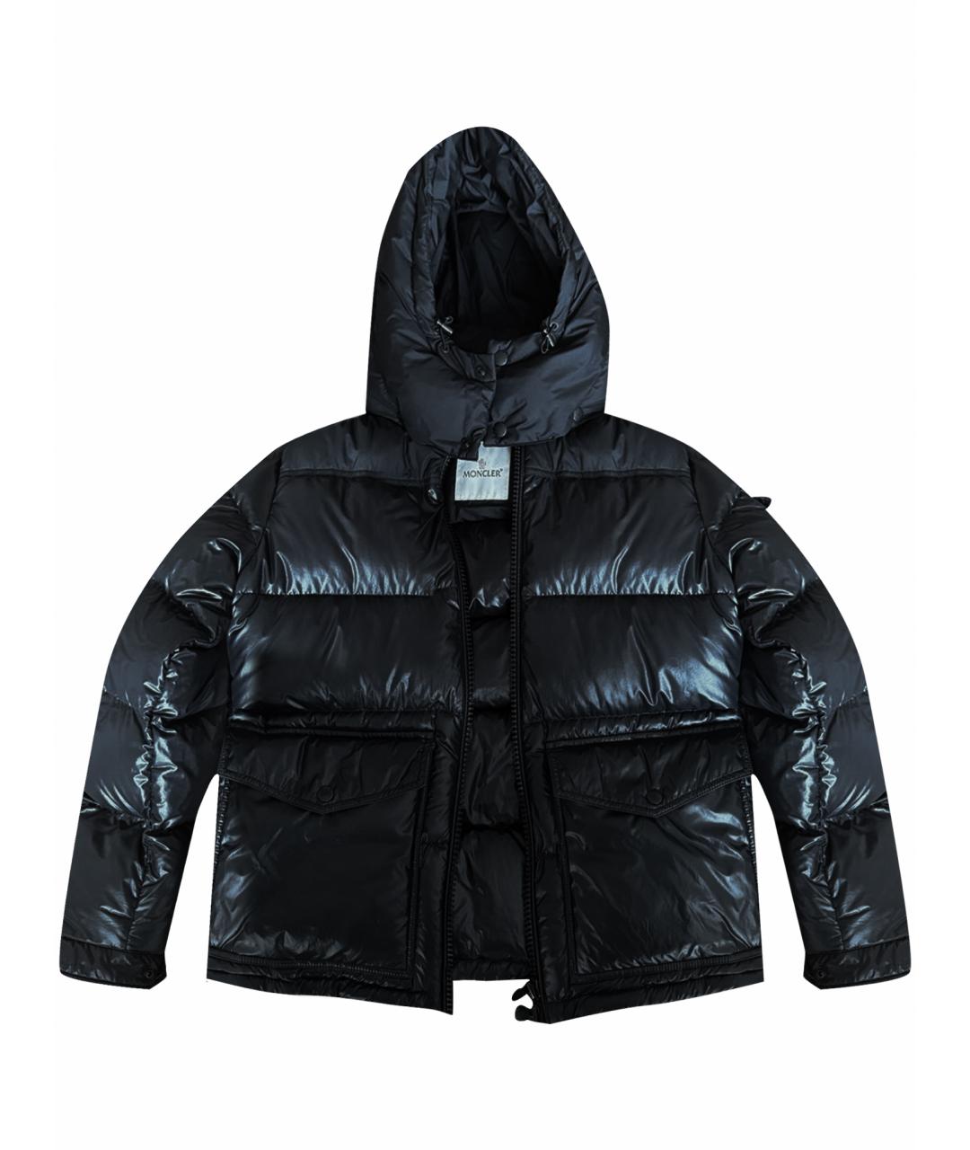 MONCLER Темно-синяя полиэстеровая куртка, фото 1
