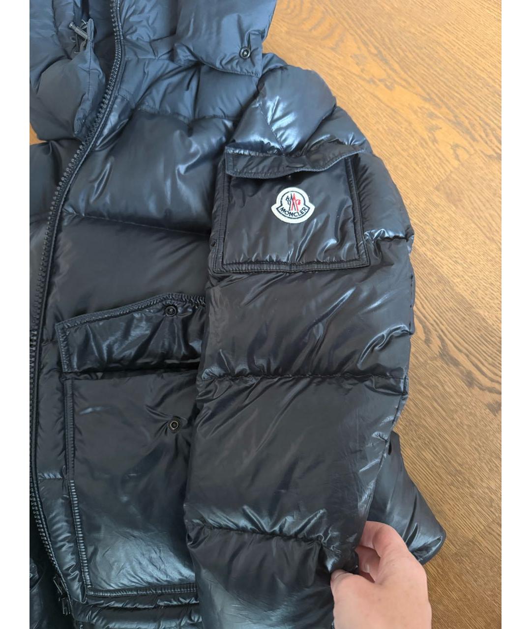 MONCLER Темно-синяя полиэстеровая куртка, фото 4