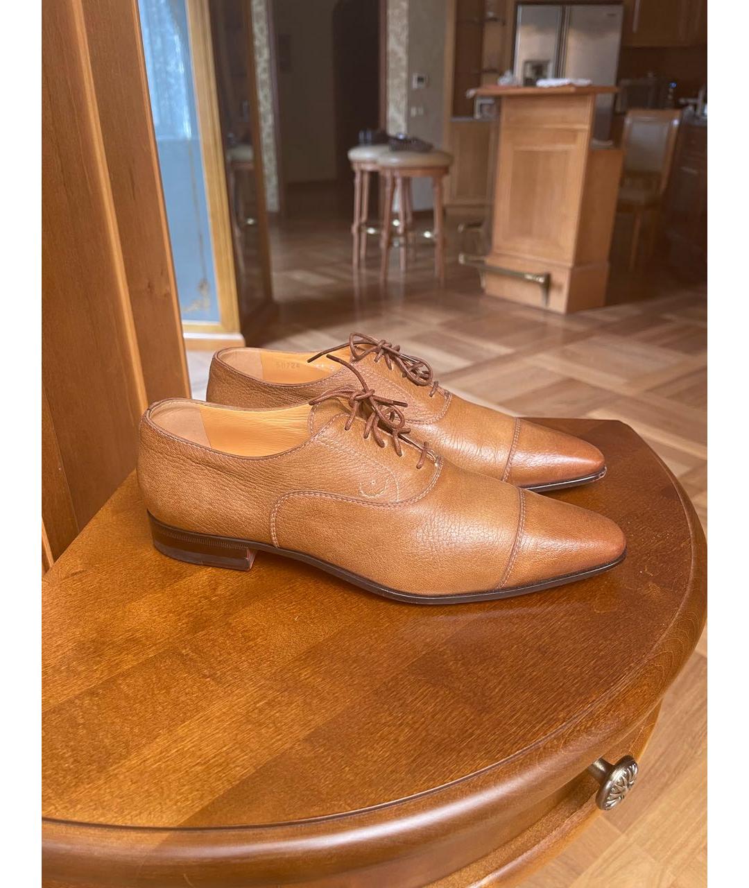 SANTONI Горчичные кожаные ботинки, фото 7