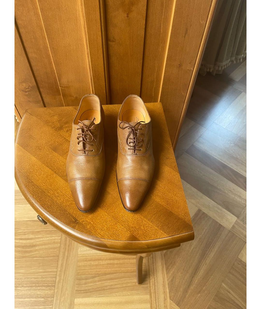 SANTONI Горчичные кожаные ботинки, фото 2