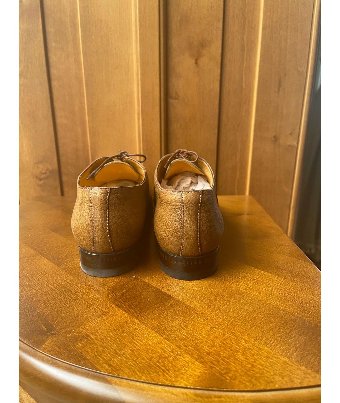 SANTONI Горчичные кожаные ботинки, фото 4