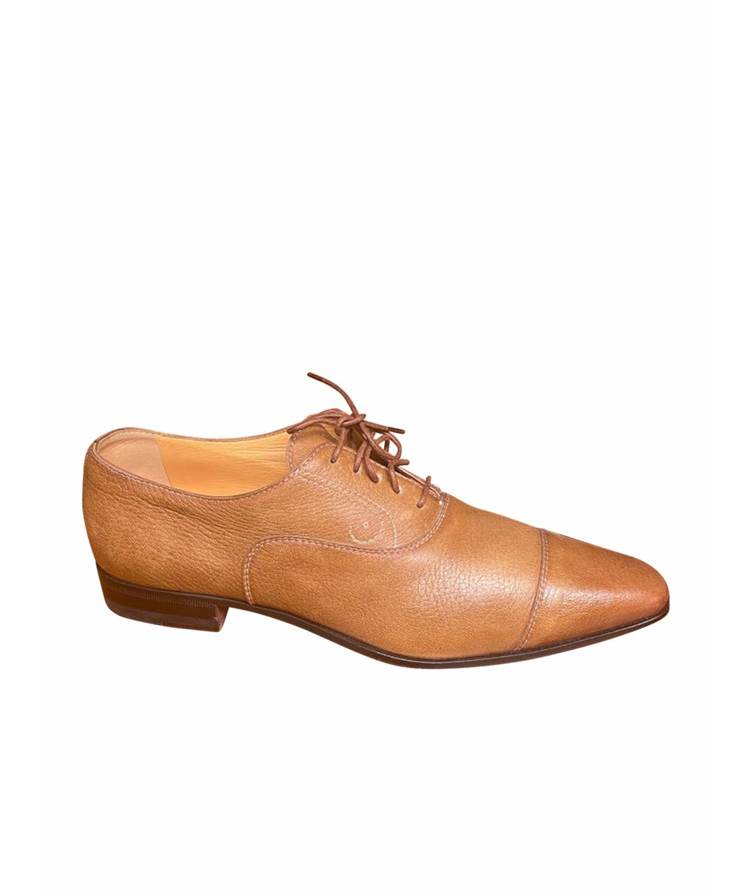 SANTONI Горчичные кожаные ботинки, фото 1