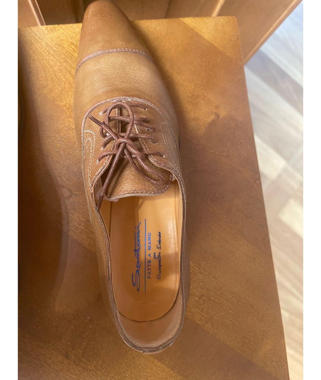 SANTONI Горчичные кожаные ботинки, фото 5