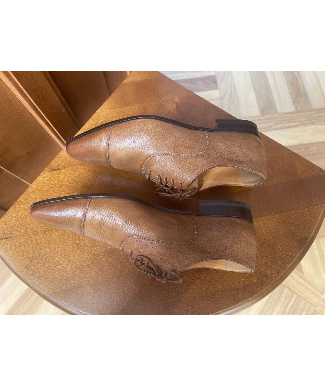 SANTONI Горчичные кожаные ботинки, фото 3