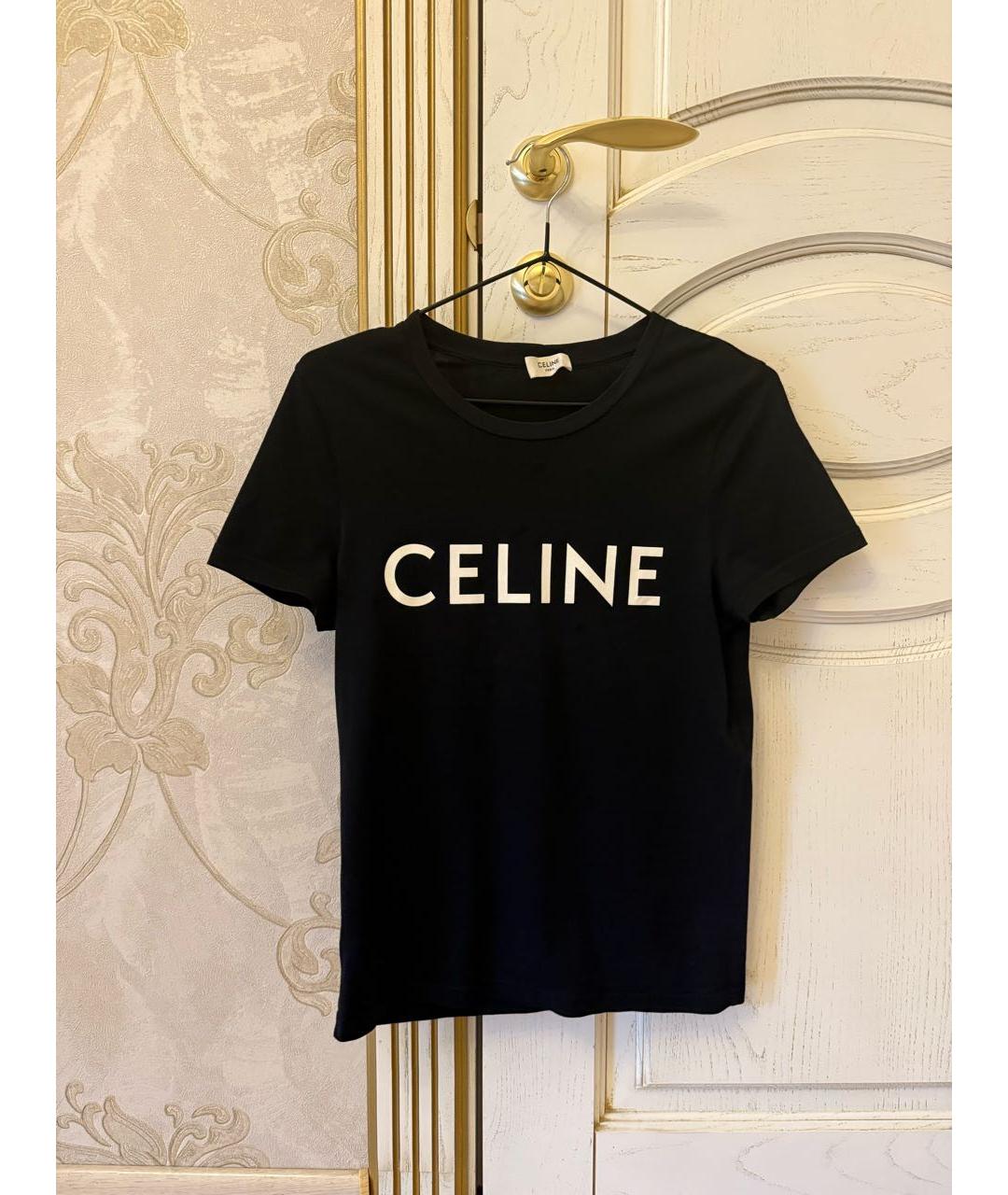 CELINE Черная футболка, фото 2