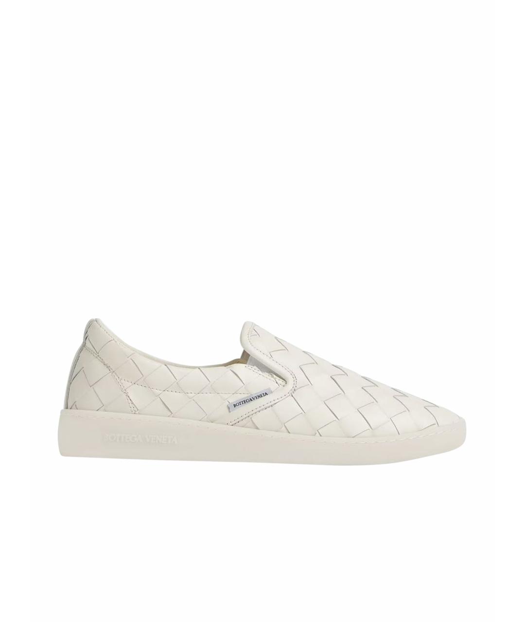 BOTTEGA VENETA Белые кожаные слипоны, фото 1
