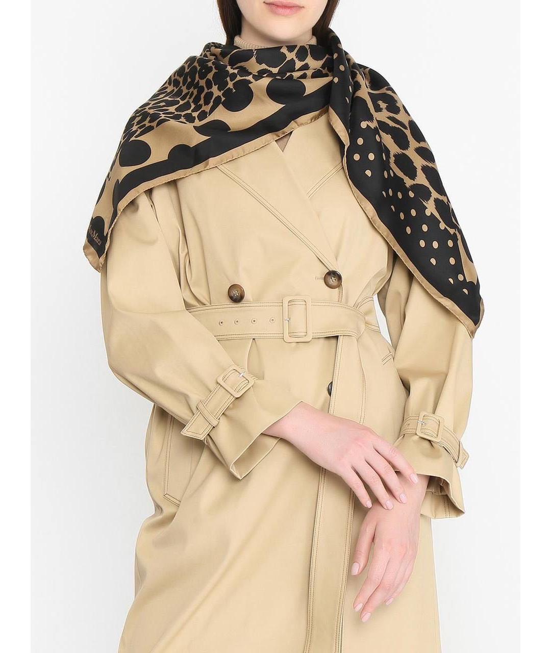 MAX MARA Коричневый шелковый платок, фото 4