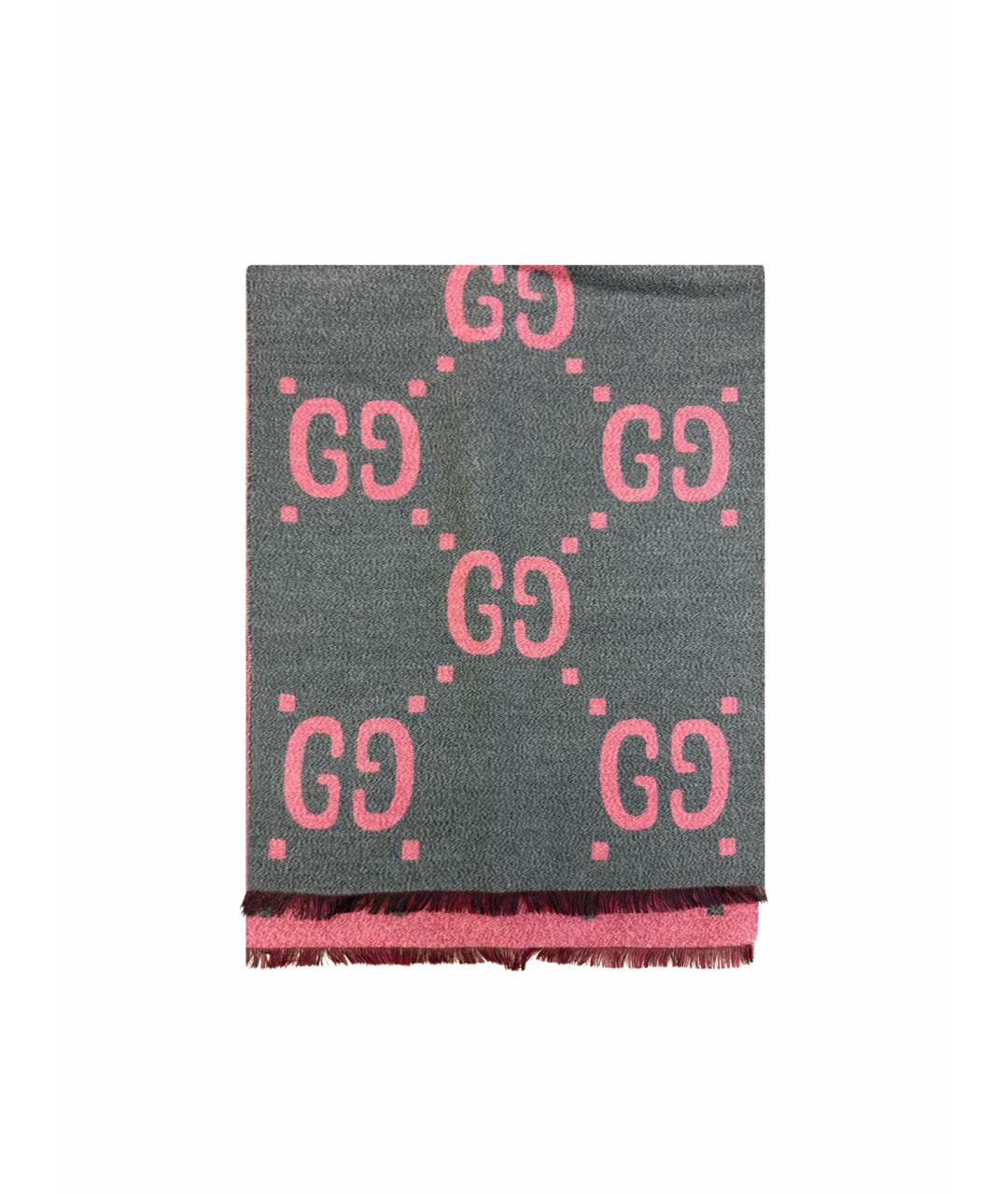 GUCCI Серый шерстяной шарф, фото 1