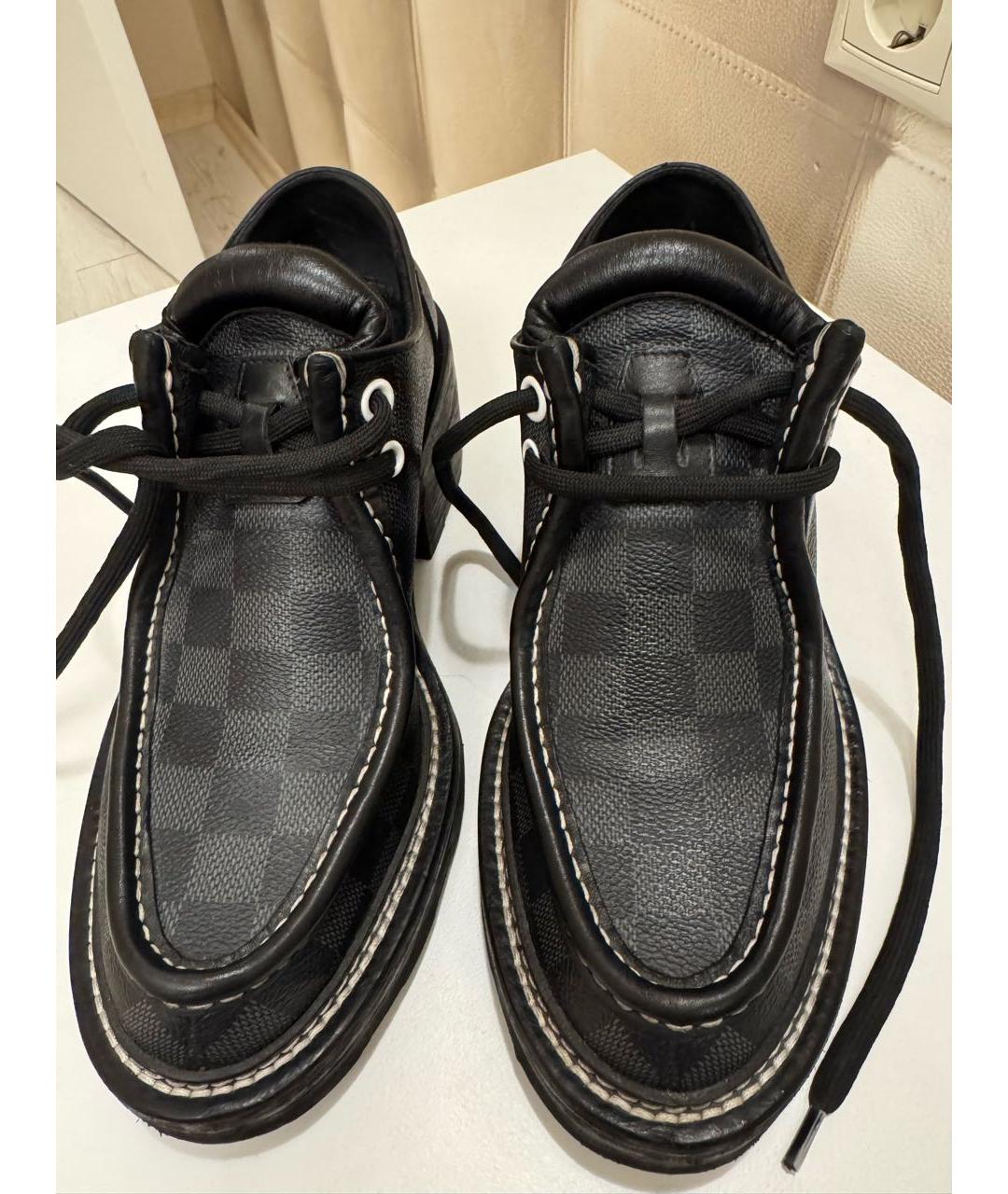 LOUIS VUITTON Антрацитовые кожаные брогги и оксфорды, фото 6