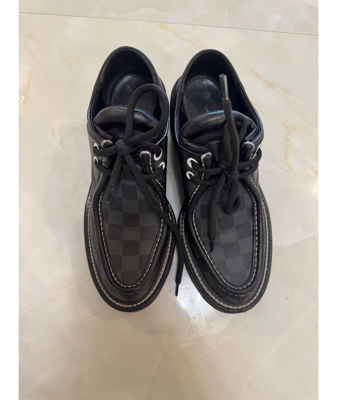 LOUIS VUITTON Антрацитовые кожаные брогги и оксфорды, фото 3