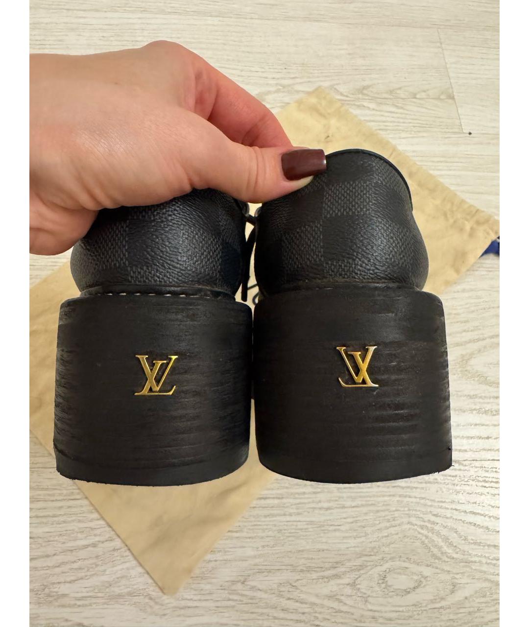 LOUIS VUITTON Антрацитовые кожаные брогги и оксфорды, фото 5