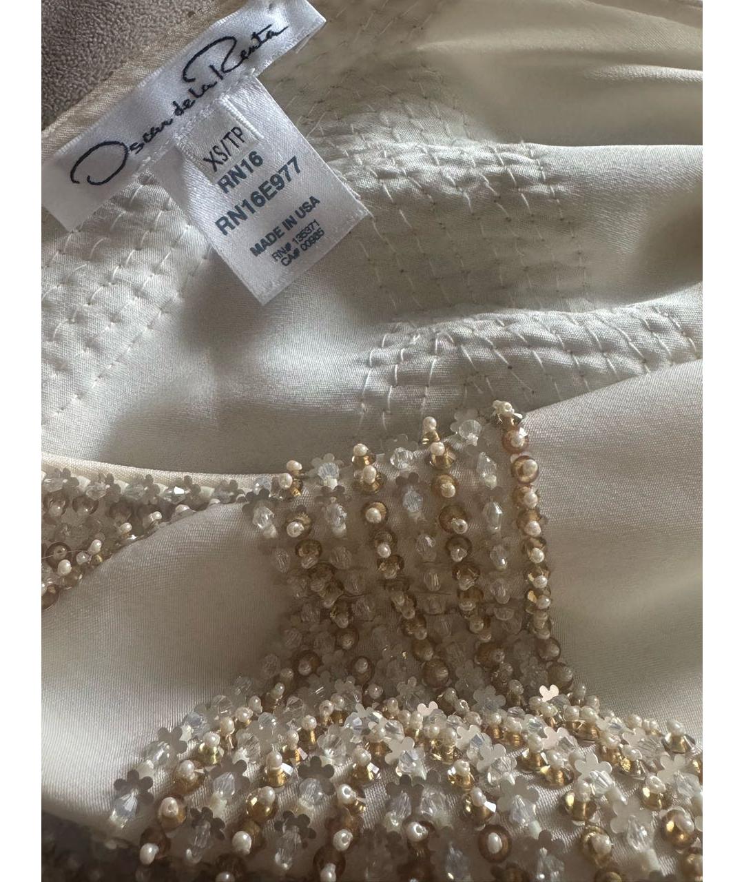 OSCAR DE LA RENTA Белое шелковое вечернее платье, фото 3