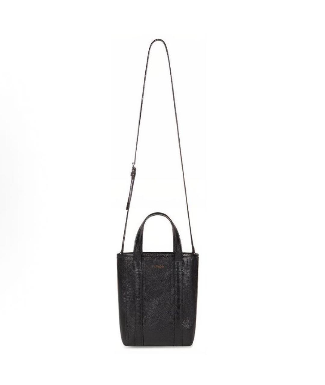 BALENCIAGA Черная кожаная сумка тоут, фото 5