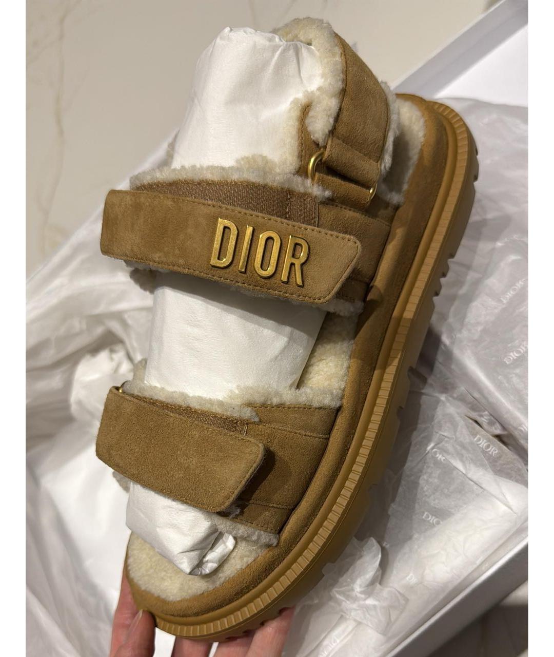 CHRISTIAN DIOR Бежевые замшевые сандалии, фото 5