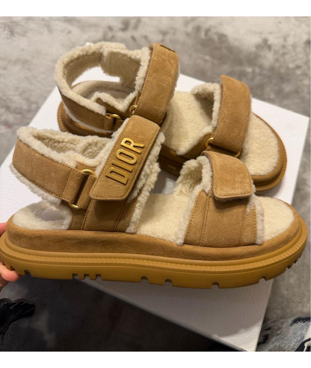 CHRISTIAN DIOR Бежевые замшевые сандалии, фото 6