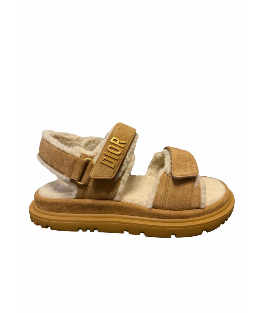 CHRISTIAN DIOR Бежевые замшевые сандалии, фото 1