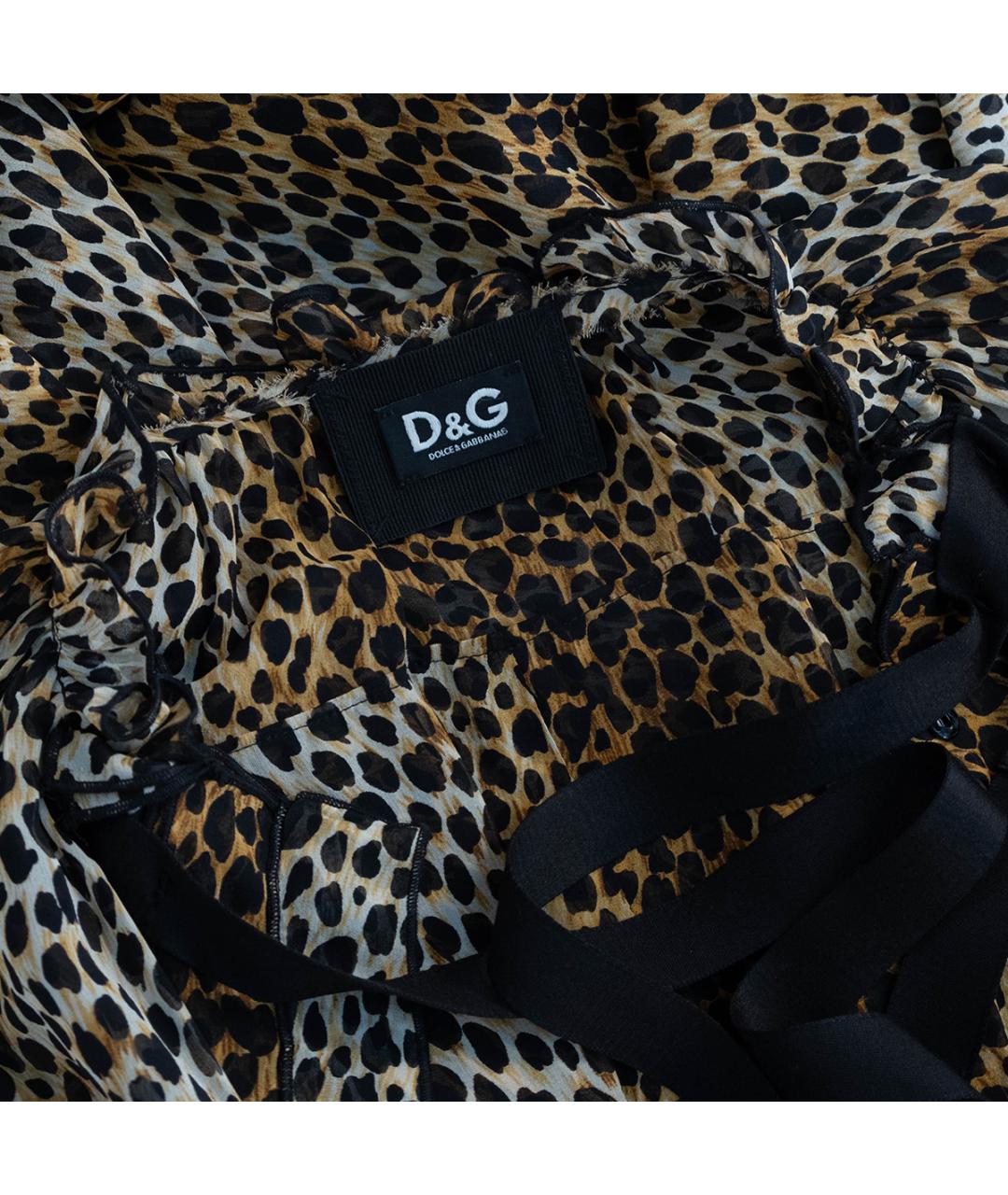 DOLCE&GABBANA Коричневое шелковое повседневное платье, фото 3
