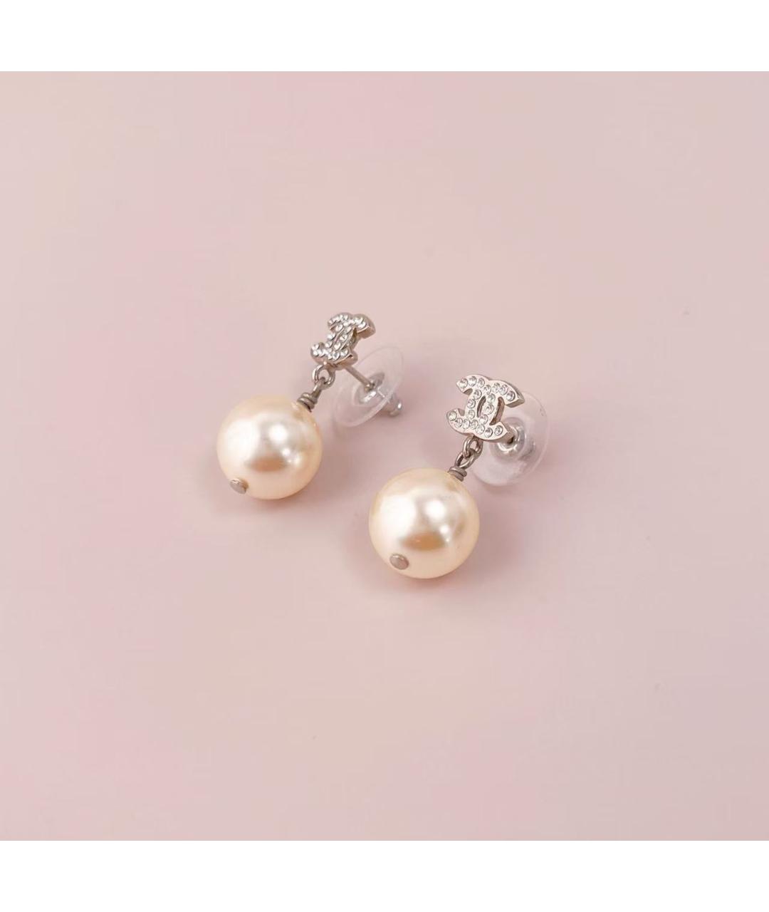 CHANEL Серебряные жемчужные серьги, фото 2