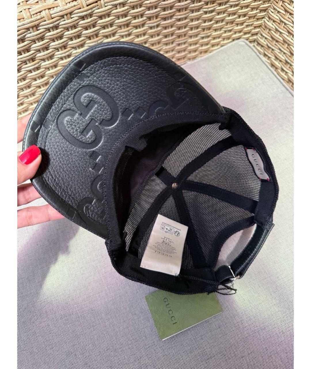 GUCCI Черная кожаная кепка/бейсболка, фото 3