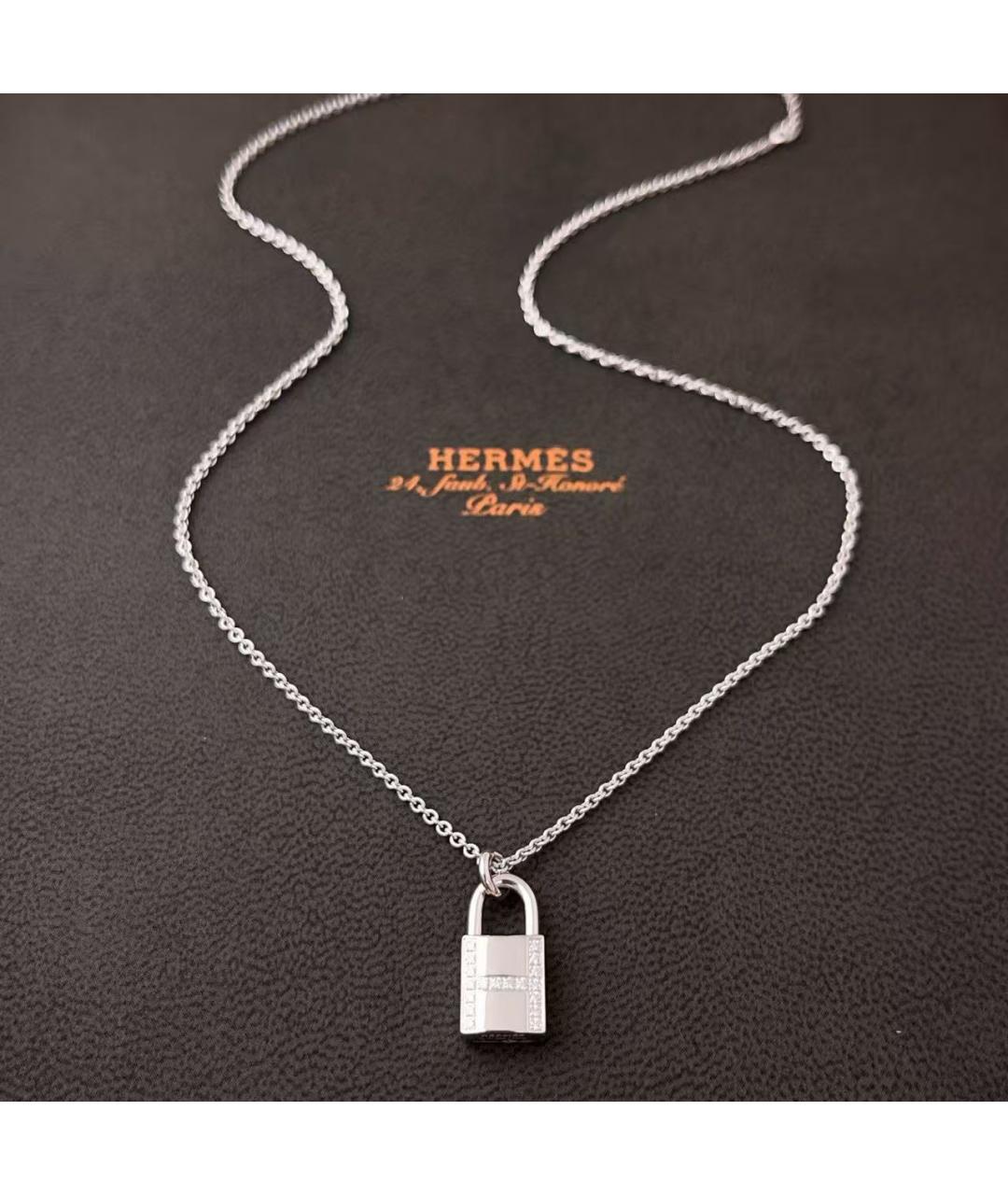 HERMES Серебряное колье из белого золота, фото 4