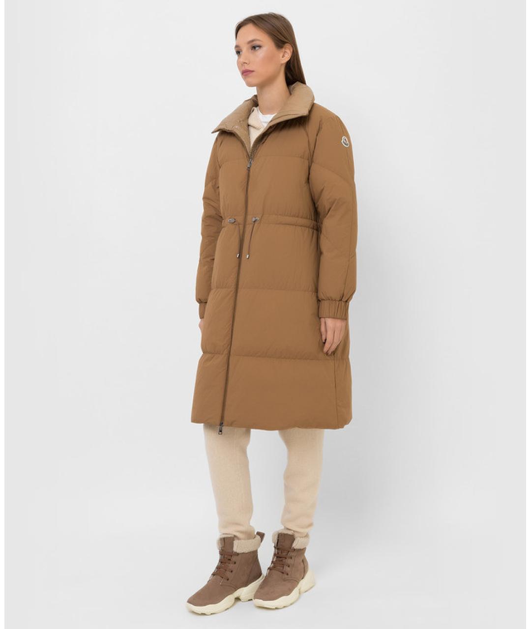 MONCLER Бежевый полиамидовый пуховик, фото 8