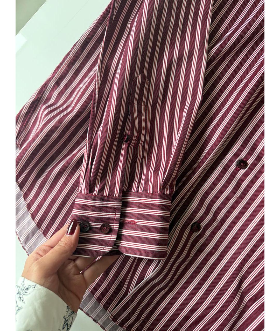 BRIONI Бордовая хлопковая классическая рубашка, фото 4