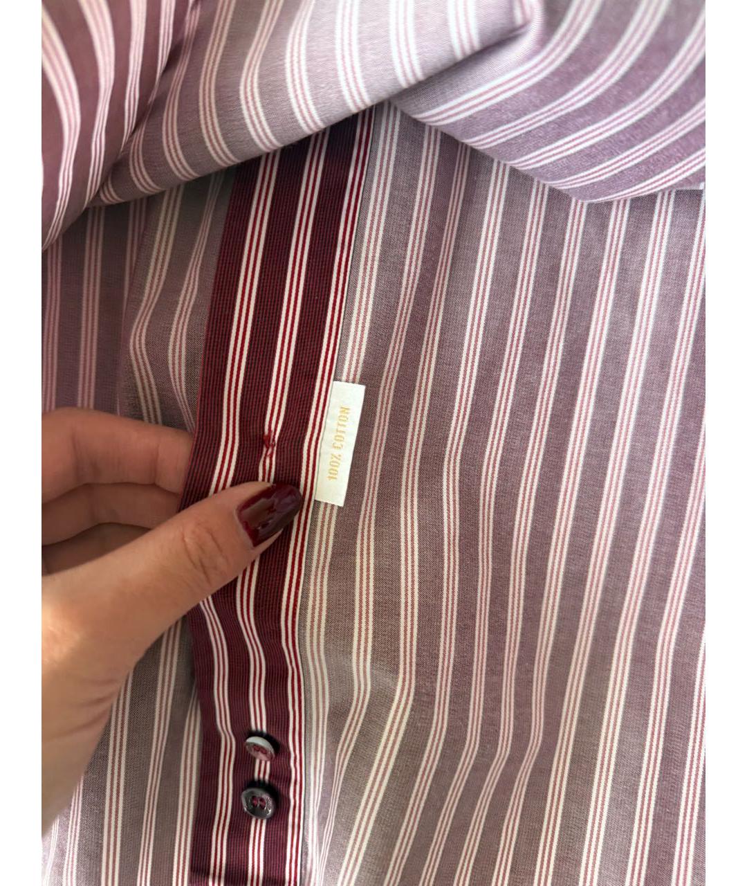 BRIONI Бордовая хлопковая классическая рубашка, фото 5