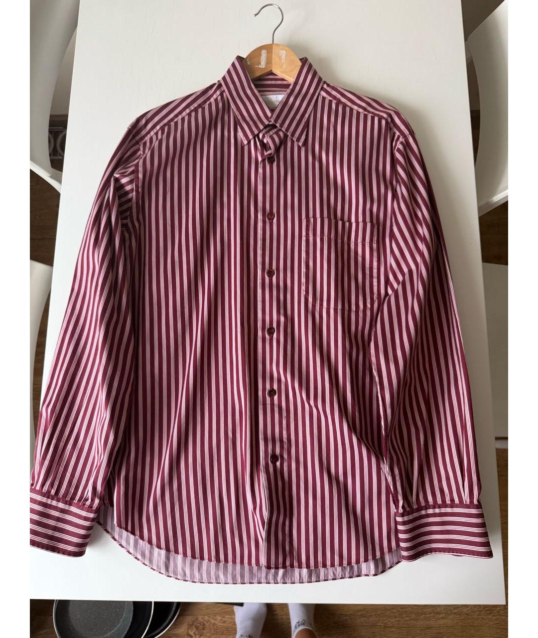 BRIONI Бордовая хлопковая классическая рубашка, фото 6