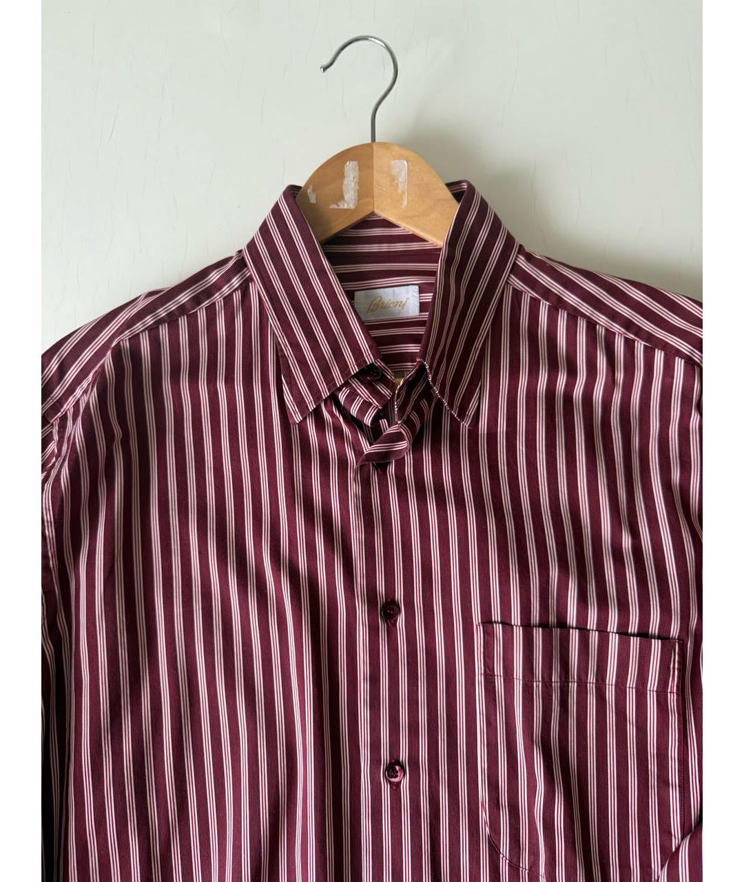 BRIONI Бордовая хлопковая классическая рубашка, фото 3