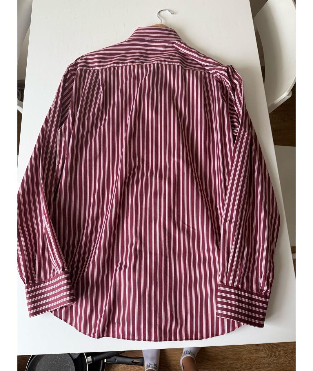 BRIONI Бордовая хлопковая классическая рубашка, фото 2