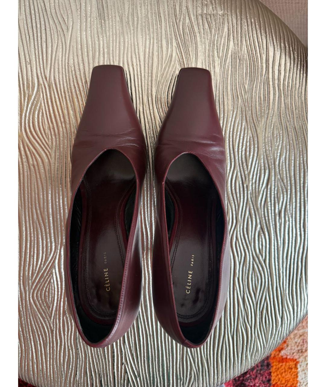 CELINE Бордовые кожаные туфли, фото 3