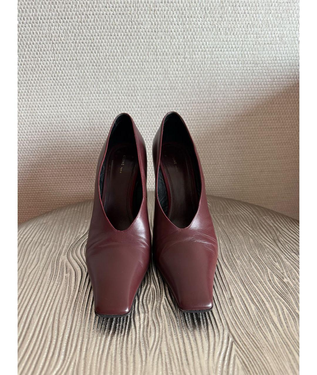 CELINE Бордовые кожаные туфли, фото 2