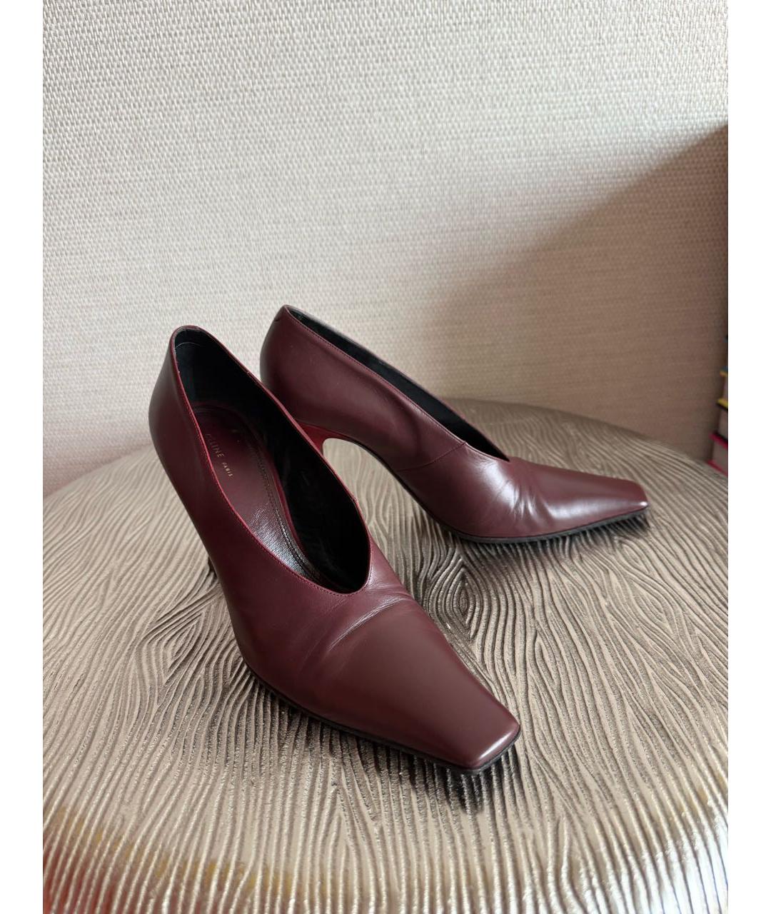 CELINE Бордовые кожаные туфли, фото 5