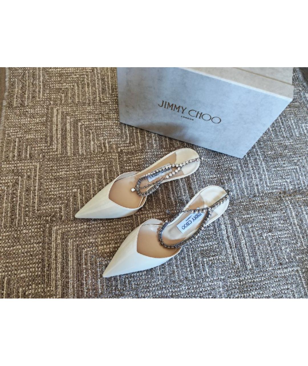 JIMMY CHOO Белые туфли из лакированной кожи, фото 2