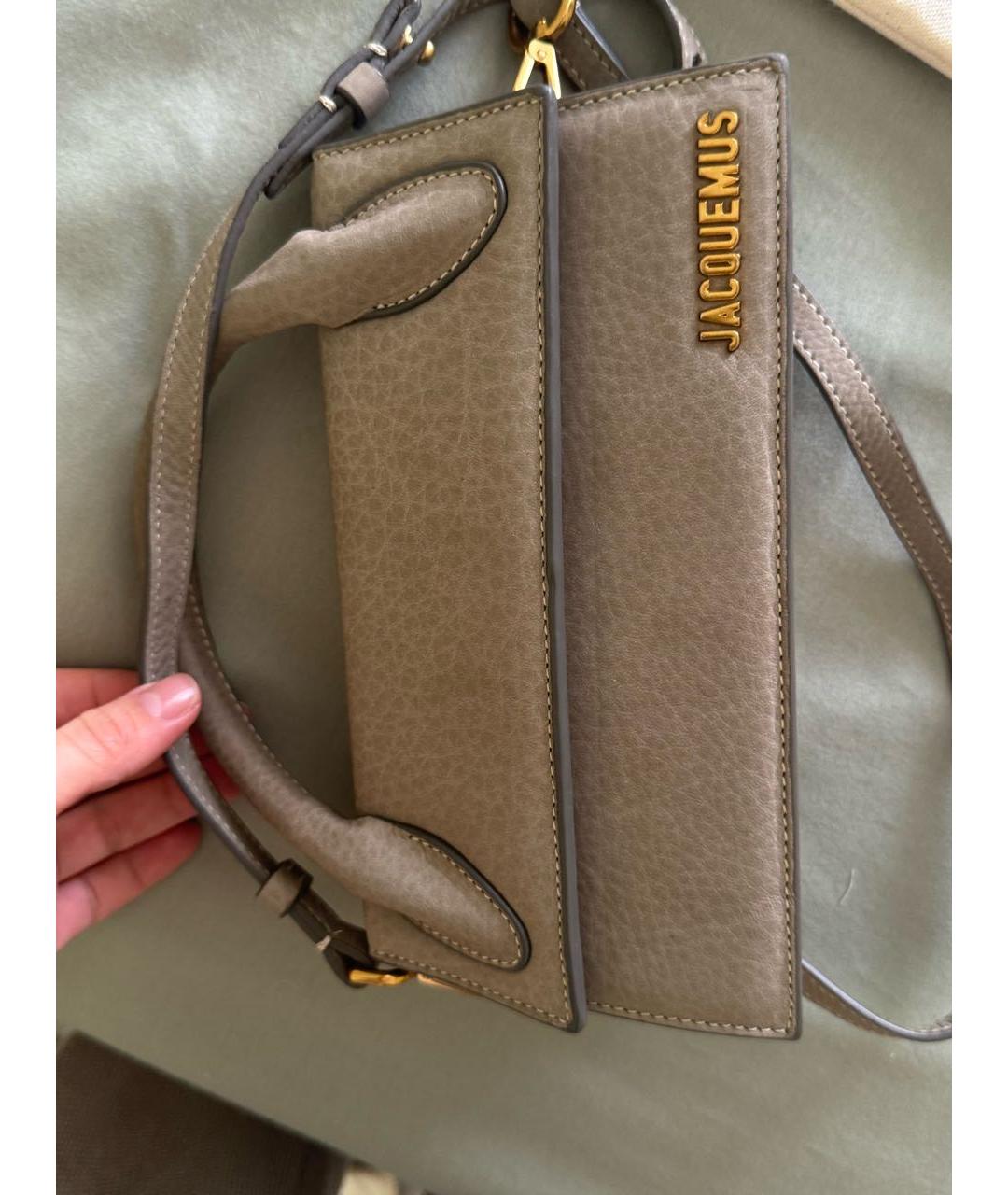 JACQUEMUS Бежевая кожаная сумка с короткими ручками, фото 2