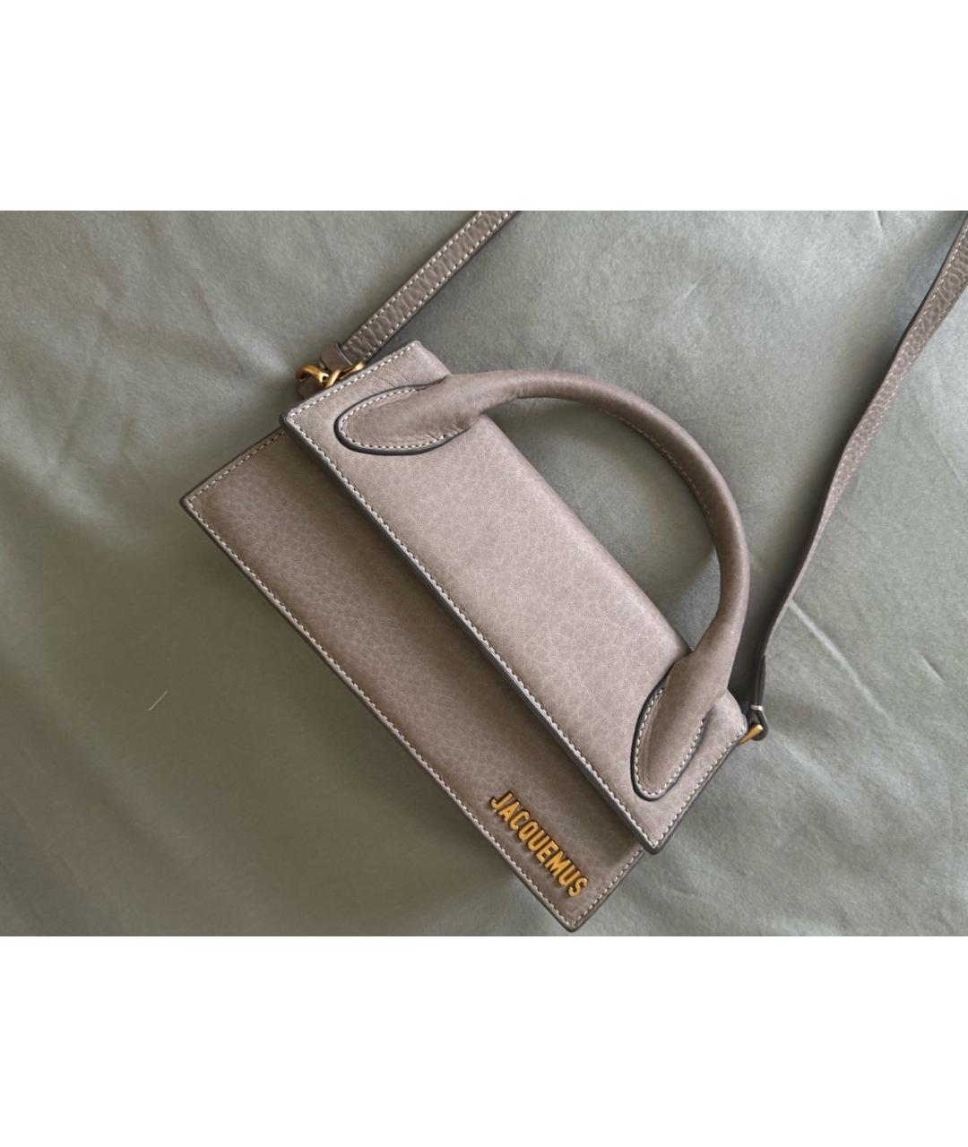 JACQUEMUS Бежевая кожаная сумка с короткими ручками, фото 8
