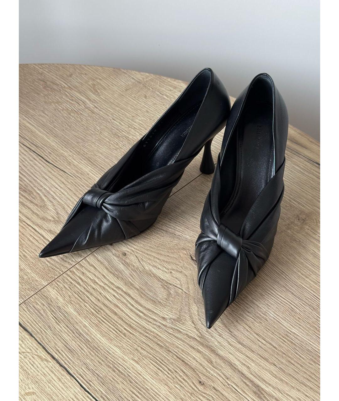 BALENCIAGA Черные кожаные туфли, фото 3
