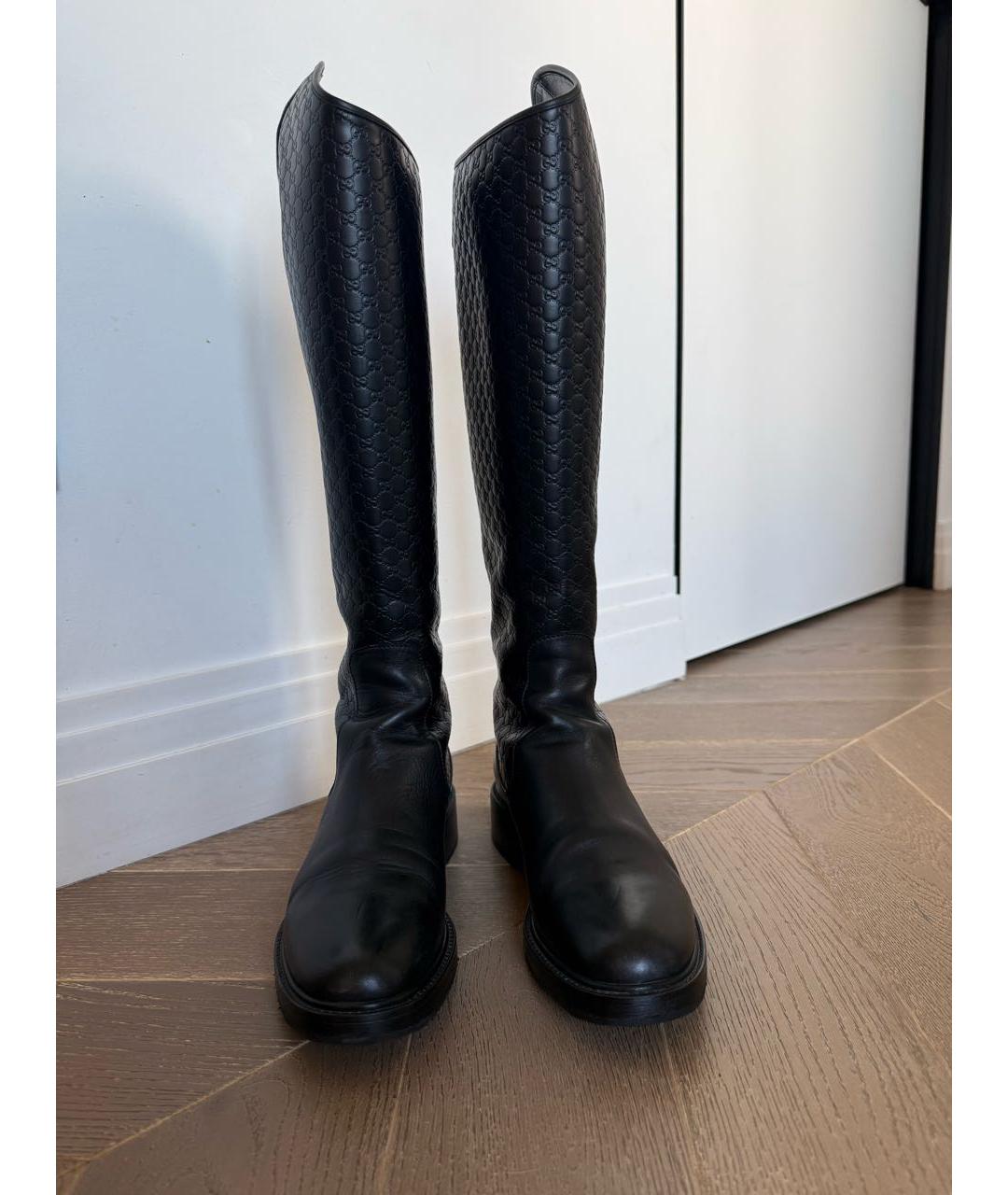 GUCCI Черные кожаные сапоги, фото 2